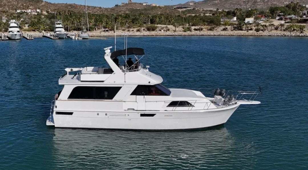 Constellation Chris-Craft yacht anchored in Cabo San Lucas marina